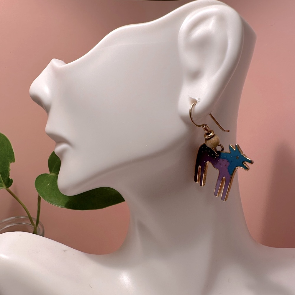 Laurel Burch Earrings Red WILD DOG